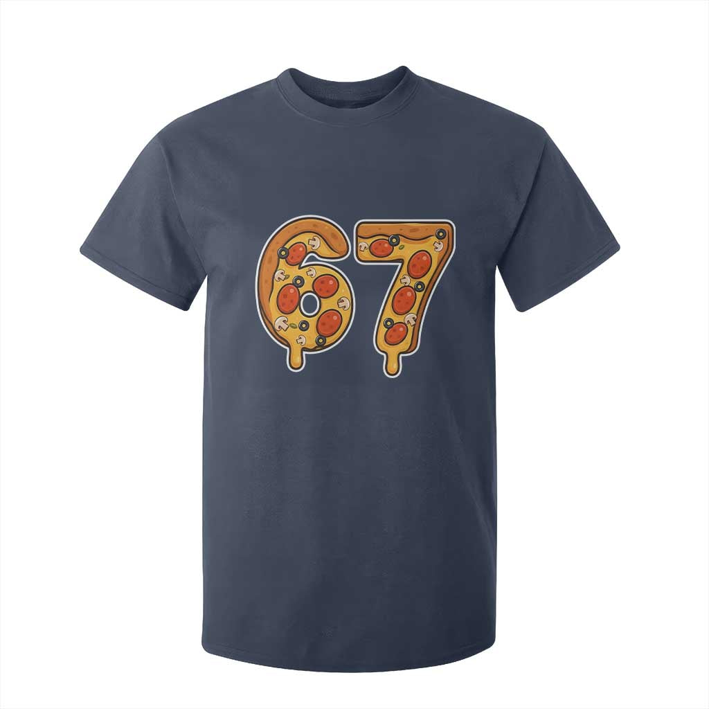 Funny 67 Pizza Lover T Shirt For Kid Six Seven Gen Alpha Slang TS11 Navy Print Your Wear