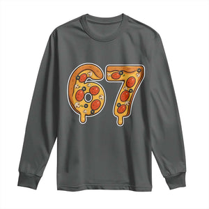 Funny 67 Pizza Lover Long Sleeve Shirt Six Seven Gen Alpha Slang TS11 Dark Heather Print Your Wear