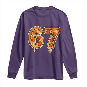 Funny 67 Pizza Lover Long Sleeve Shirt Six Seven Gen Alpha Slang TS11 Purple Print Your Wear