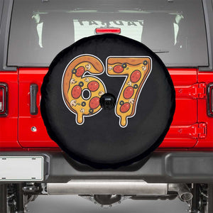 Funny 67 Pizza Lover Spare Tire Cover Six Seven Gen Alpha Slang TS11 Black Print Your Wear
