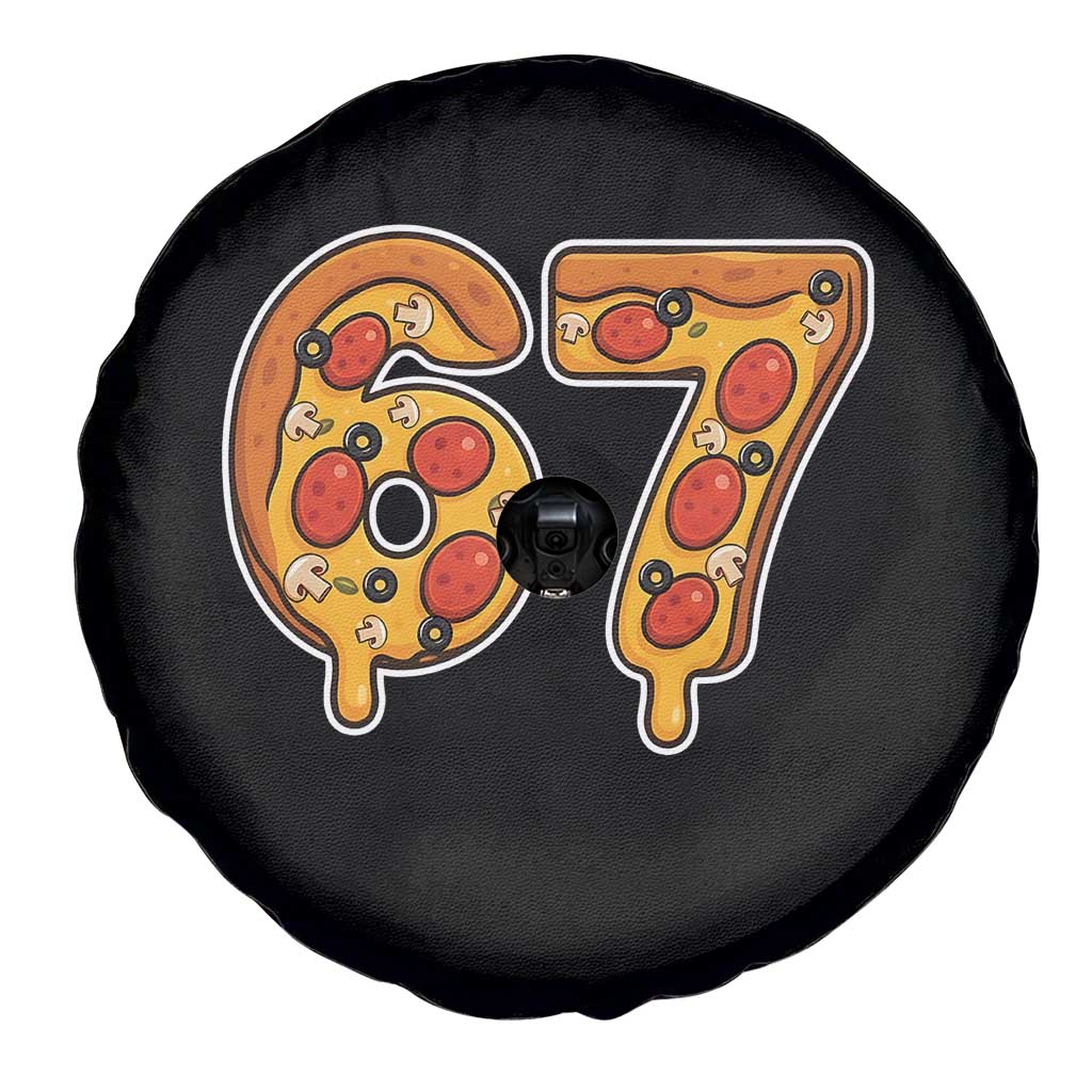 Funny 67 Pizza Lover Spare Tire Cover Six Seven Gen Alpha Slang TS11 Print Your Wear