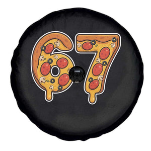 Funny 67 Pizza Lover Spare Tire Cover Six Seven Gen Alpha Slang TS11 Print Your Wear