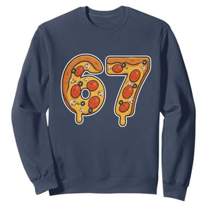 Funny 67 Pizza Lover Sweatshirt Six Seven Gen Alpha Slang TS11 Navy Print Your Wear