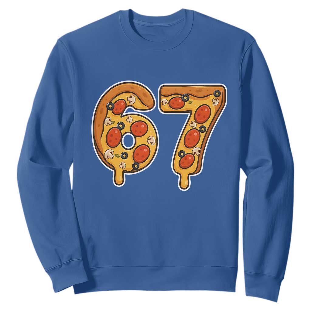 Funny 67 Pizza Lover Sweatshirt Six Seven Gen Alpha Slang TS11 Royal Blue Print Your Wear