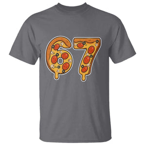 Funny 67 Pizza Lover T Shirt Six Seven Gen Alpha Slang TS11 Charcoal Print Your Wear
