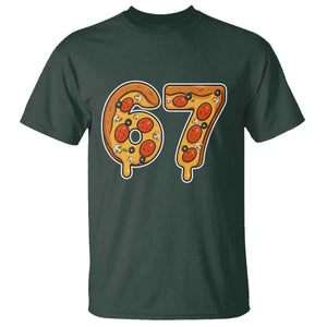 Funny 67 Pizza Lover T Shirt Six Seven Gen Alpha Slang TS11 Dark Forest Green Print Your Wear