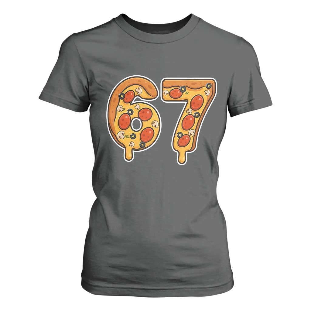 Funny 67 Pizza Lover T Shirt For Women Six Seven Gen Alpha Slang TS11 Dark Heather Print Your Wear