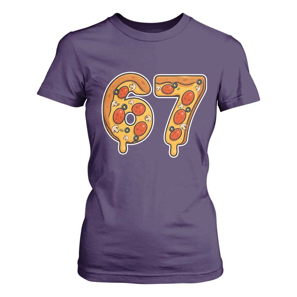 Funny 67 Pizza Lover T Shirt For Women Six Seven Gen Alpha Slang TS11 Purple Print Your Wear