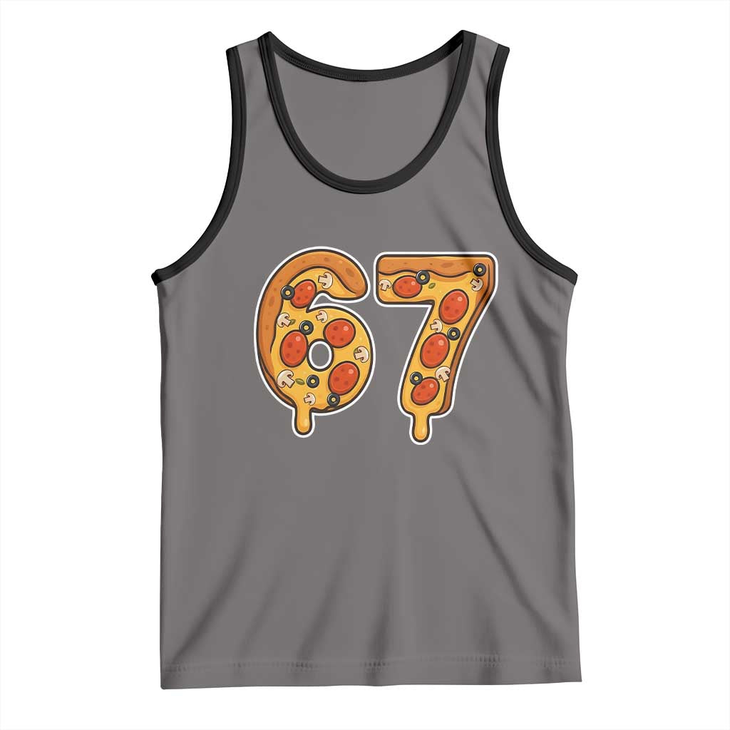 Funny 67 Pizza Lover Tank Top Six Seven Gen Alpha Slang TS11 Deep Heather Black Print Your Wear
