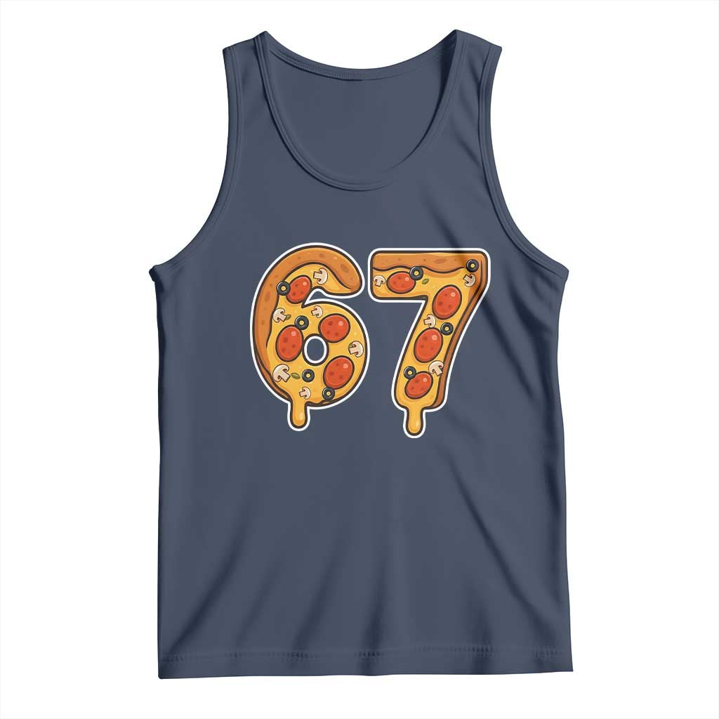Funny 67 Pizza Lover Tank Top Six Seven Gen Alpha Slang TS11 Navy Print Your Wear