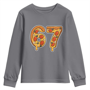 Funny 67 Pizza Lover Youth Sweatshirt Six Seven Gen Alpha Slang TS11 Charcoal Print Your Wear