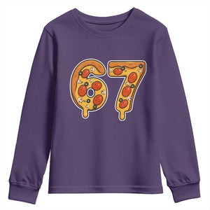 Funny 67 Pizza Lover Youth Sweatshirt Six Seven Gen Alpha Slang TS11 Purple Print Your Wear
