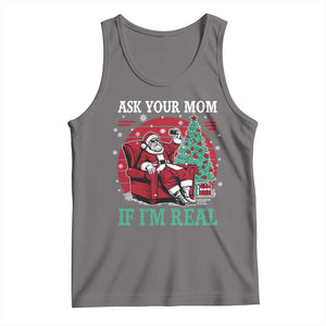Ask Your Mom If I Am Real Christmas Santa Tank Top Funny Dirty Xmas TS11 Deep Heather Print Your Wear
