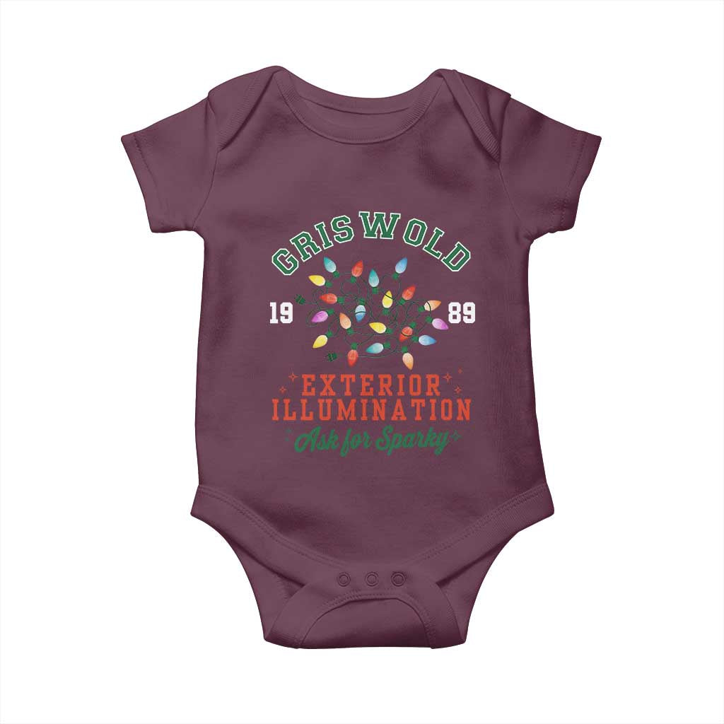 Funny Christmas Griswold Exterior Illumination Baby Onesie Ask For Sparky Xmas Movie TS11 Maroon Print Your Wear