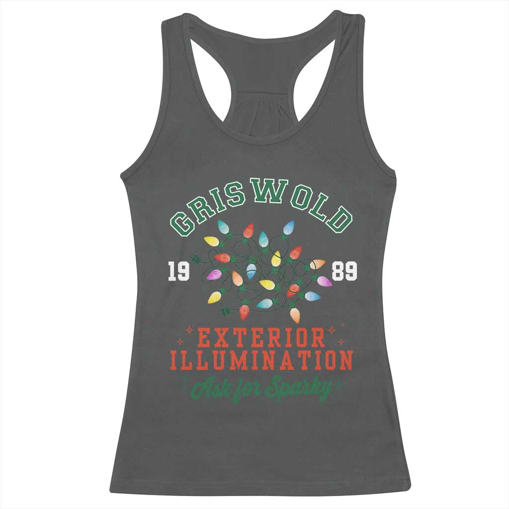 Funny Christmas Griswold Exterior Illumination Racerback Tank Top Ask For Sparky Xmas Movie TS11 Dark Heather Print Your Wear