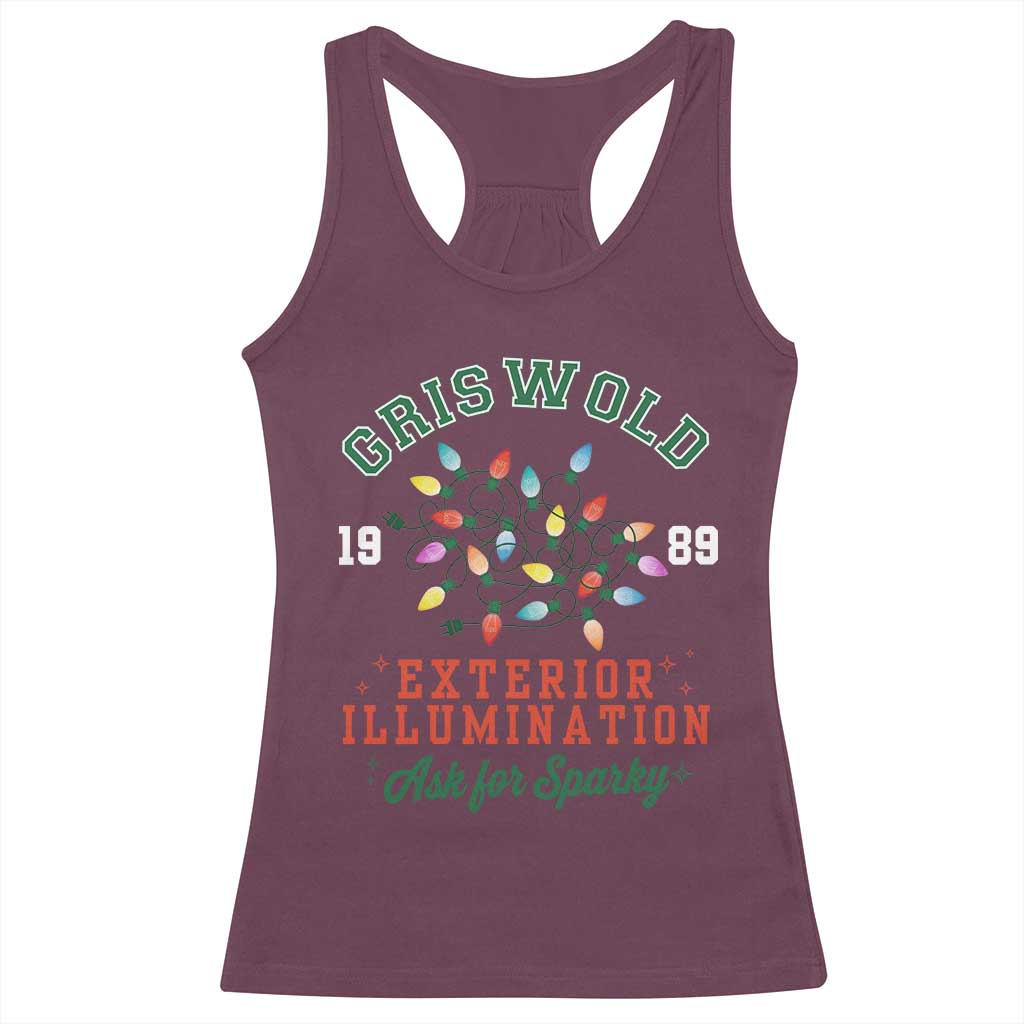 Funny Christmas Griswold Exterior Illumination Racerback Tank Top Ask For Sparky Xmas Movie TS11 Maroon Print Your Wear