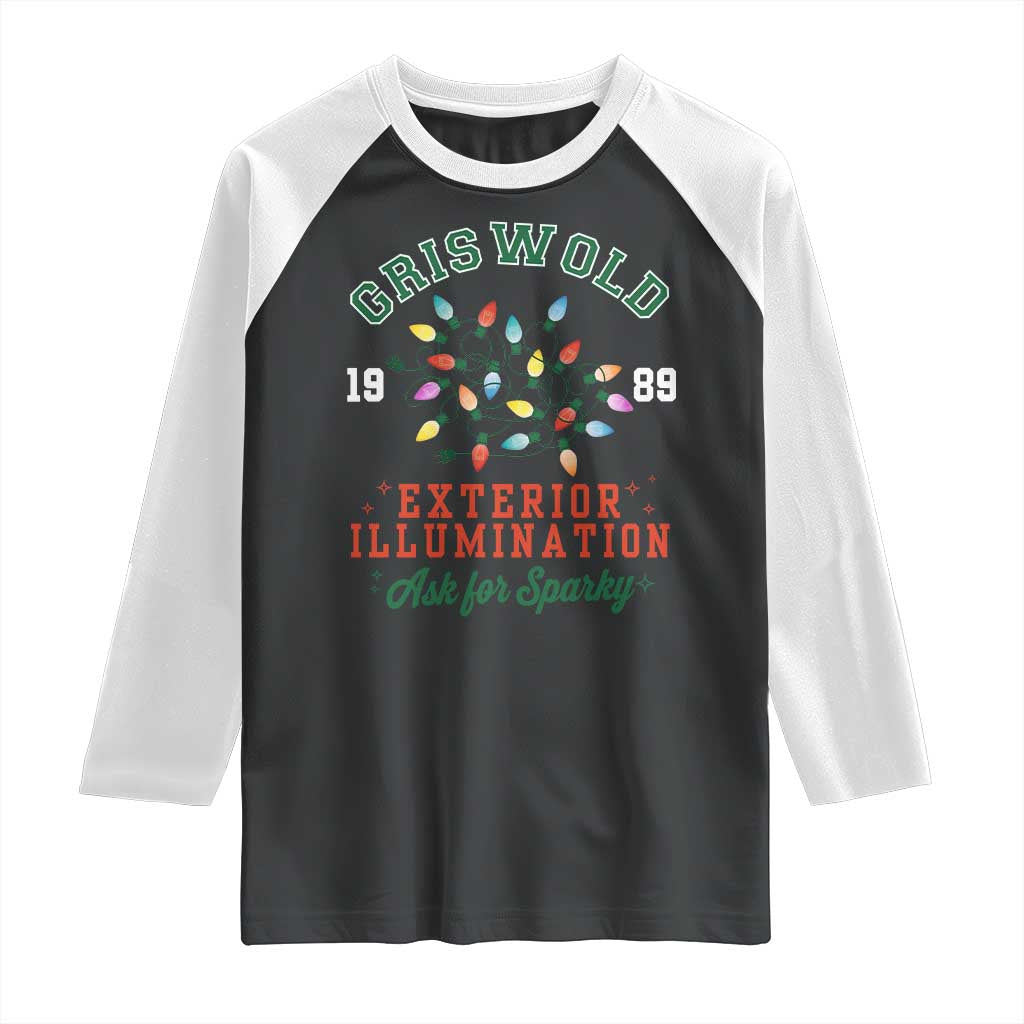 Funny Christmas Griswold Exterior Illumination Raglan Shirt Ask For Sparky Xmas Movie TS11 Black White Print Your Wear