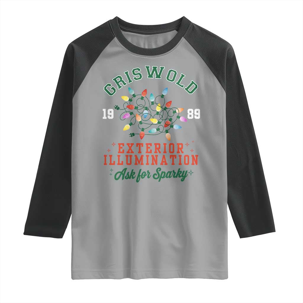 Funny Christmas Griswold Exterior Illumination Raglan Shirt Ask For Sparky Xmas Movie TS11 Sport Gray Black Print Your Wear