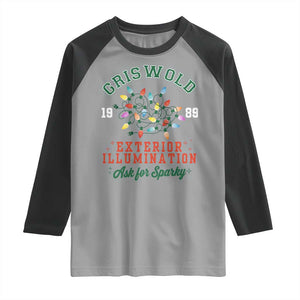 Funny Christmas Griswold Exterior Illumination Raglan Shirt Ask For Sparky Xmas Movie TS11 Sport Gray Black Print Your Wear