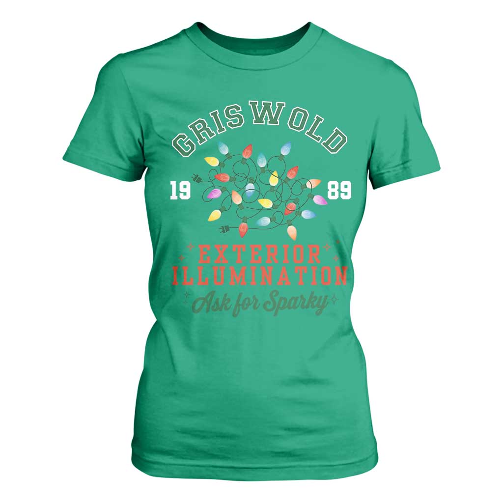 Funny Christmas Griswold Exterior Illumination T Shirt For Women Ask For Sparky Xmas Movie TS11 Irish Green Print Your Wear
