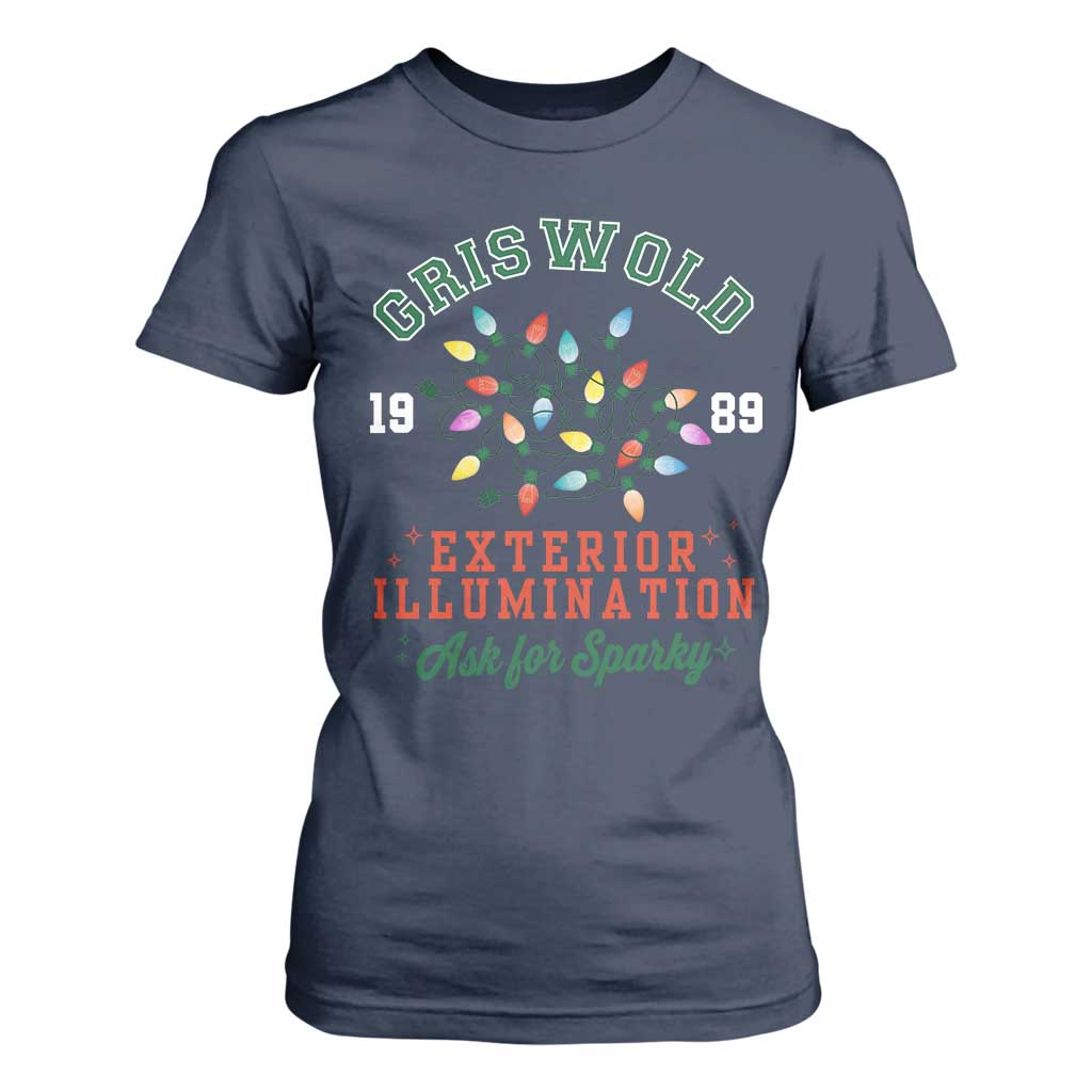 Funny Christmas Griswold Exterior Illumination T Shirt For Women Ask For Sparky Xmas Movie TS11 Navy Print Your Wear