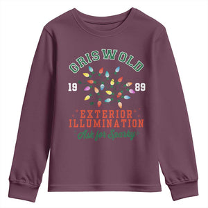 Funny Christmas Griswold Exterior Illumination Youth Sweatshirt Ask For Sparky Xmas Movie TS11 Maroon Print Your Wear