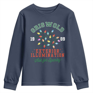 Funny Christmas Griswold Exterior Illumination Youth Sweatshirt Ask For Sparky Xmas Movie TS11 Navy Print Your Wear