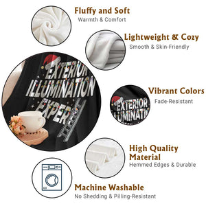 Funny Christmas Exterior Illumination Expert Throw Blanket Xmas Lights Decorator TS11 Print Your Wear