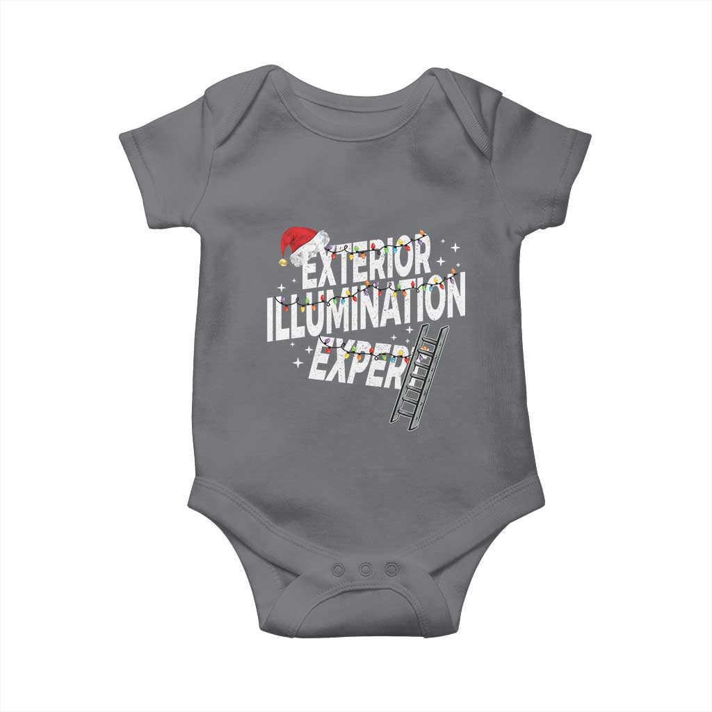 Funny Christmas Exterior Illumination Expert Baby Onesie Xmas Lights Decorator TS11 Charcoal Print Your Wear