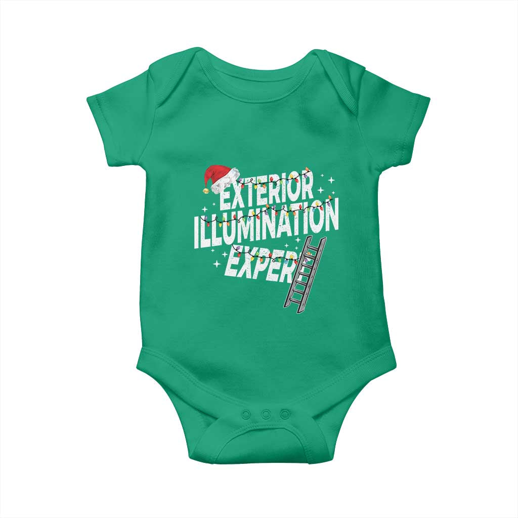 Funny Christmas Exterior Illumination Expert Baby Onesie Xmas Lights Decorator TS11 Irish Green Print Your Wear