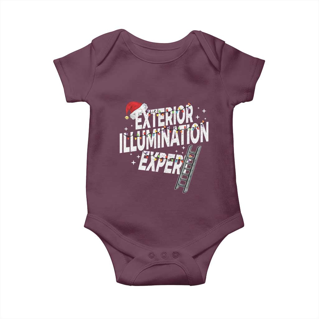 Funny Christmas Exterior Illumination Expert Baby Onesie Xmas Lights Decorator TS11 Maroon Print Your Wear