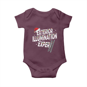 Funny Christmas Exterior Illumination Expert Baby Onesie Xmas Lights Decorator TS11 Maroon Print Your Wear