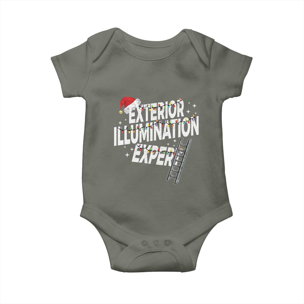 Funny Christmas Exterior Illumination Expert Baby Onesie Xmas Lights Decorator TS11 Military Green Print Your Wear