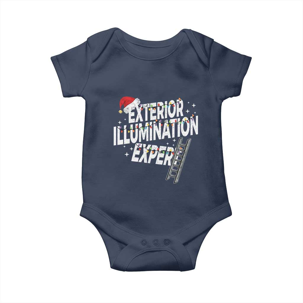 Funny Christmas Exterior Illumination Expert Baby Onesie Xmas Lights Decorator TS11 Navy Print Your Wear
