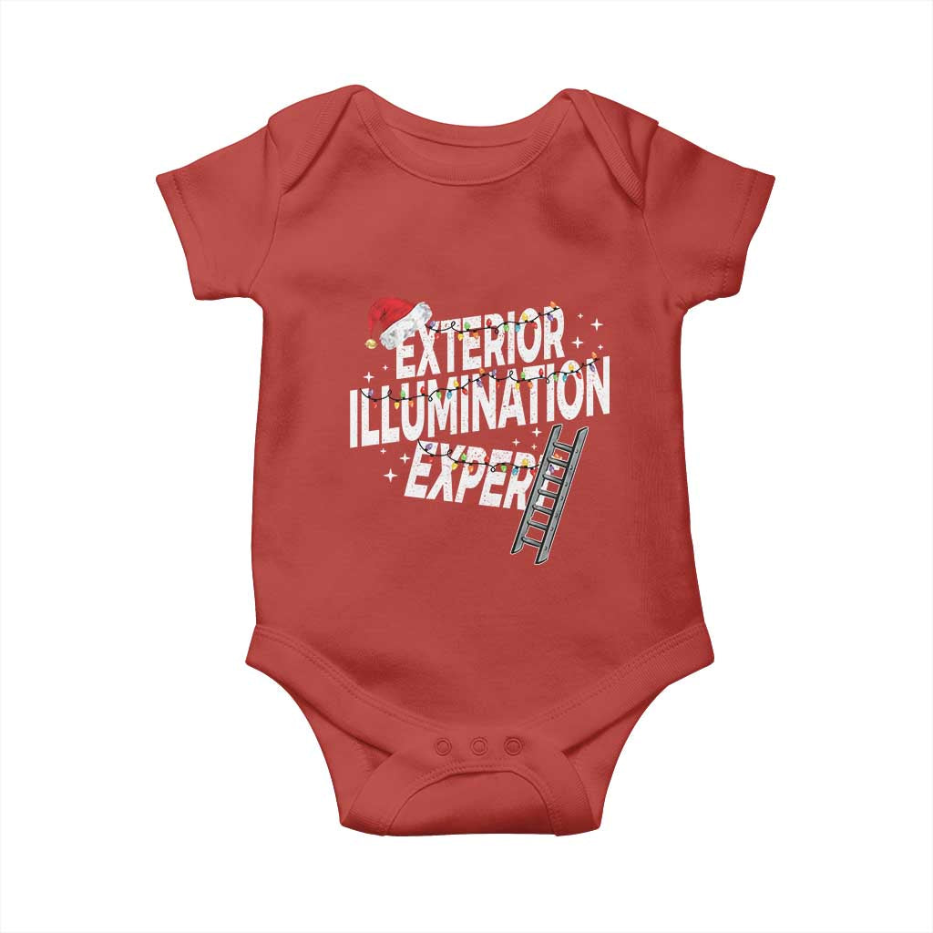 Funny Christmas Exterior Illumination Expert Baby Onesie Xmas Lights Decorator TS11 Red Print Your Wear
