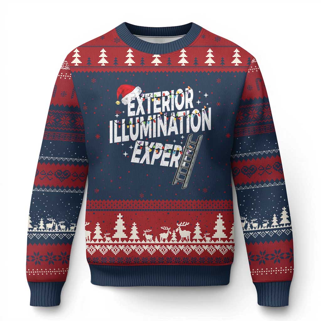 Funny Xmas Exterior Illumination Expert Ugly Christmas Sweater Xmas Lights Decorator TS11 Navy Red Print Your Wear