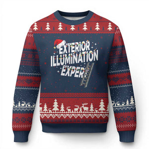Funny Xmas Exterior Illumination Expert Ugly Christmas Sweater Xmas Lights Decorator TS11 Navy Red Print Your Wear