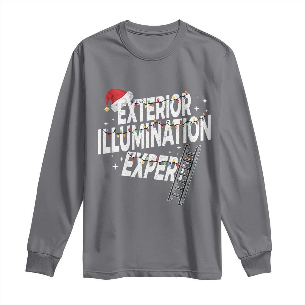 Funny Christmas Exterior Illumination Expert Long Sleeve Shirt Xmas Lights Decorator - Print Your Wear