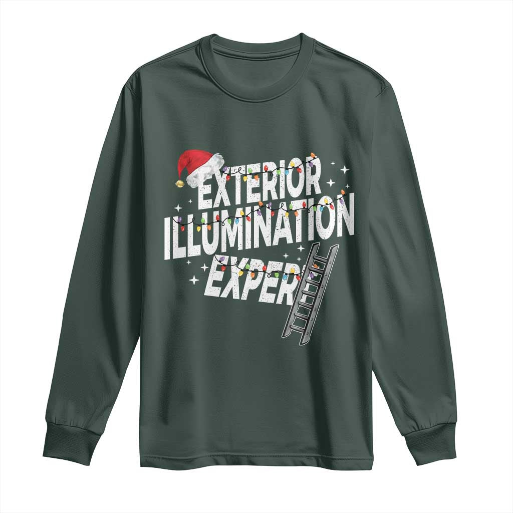 Funny Christmas Exterior Illumination Expert Long Sleeve Shirt Xmas Lights Decorator TS11 Dark Forest Green Print Your Wear