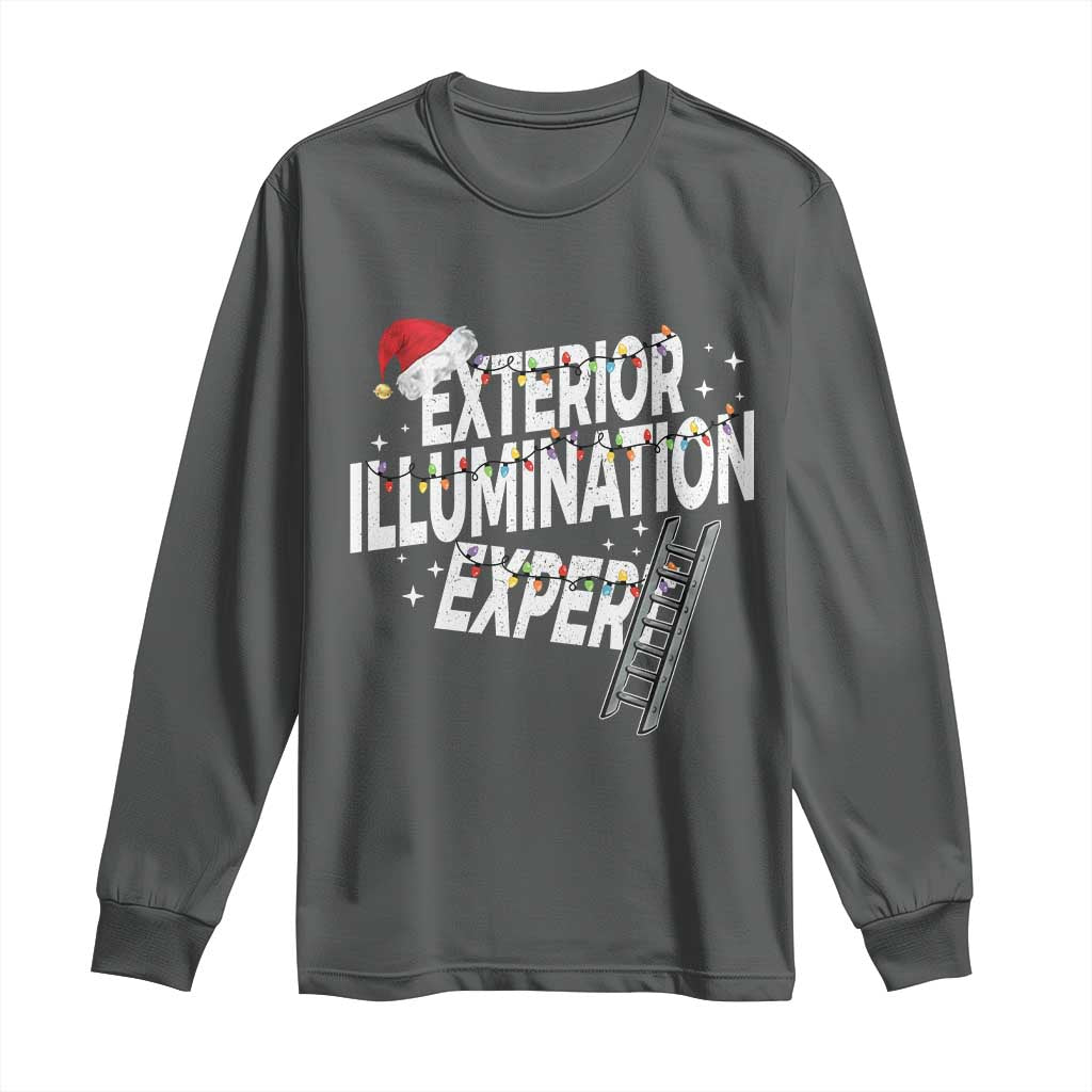Funny Christmas Exterior Illumination Expert Long Sleeve Shirt Xmas Lights Decorator TS11 Dark Heather Print Your Wear