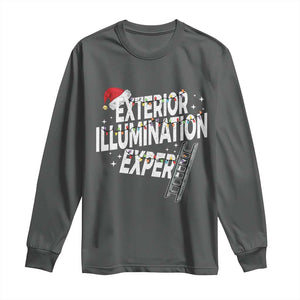 Funny Christmas Exterior Illumination Expert Long Sleeve Shirt Xmas Lights Decorator TS11 Dark Heather Print Your Wear