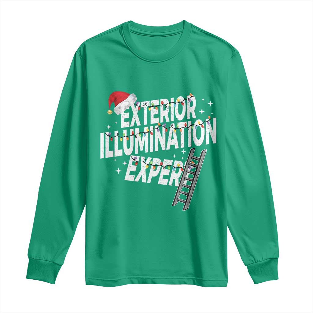Funny Christmas Exterior Illumination Expert Long Sleeve Shirt Xmas Lights Decorator - Print Your Wear