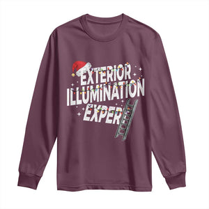 Funny Christmas Exterior Illumination Expert Long Sleeve Shirt Xmas Lights Decorator TS11 Maroon Print Your Wear