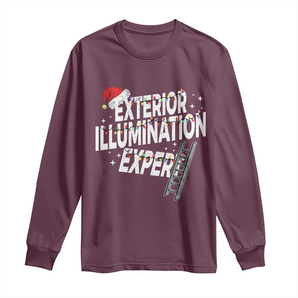 Funny Christmas Exterior Illumination Expert Long Sleeve Shirt Xmas Lights Decorator - Print Your Wear