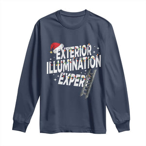 Funny Christmas Exterior Illumination Expert Long Sleeve Shirt Xmas Lights Decorator TS11 Navy Print Your Wear