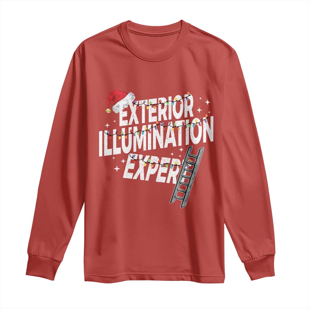 Funny Christmas Exterior Illumination Expert Long Sleeve Shirt Xmas Lights Decorator - Print Your Wear