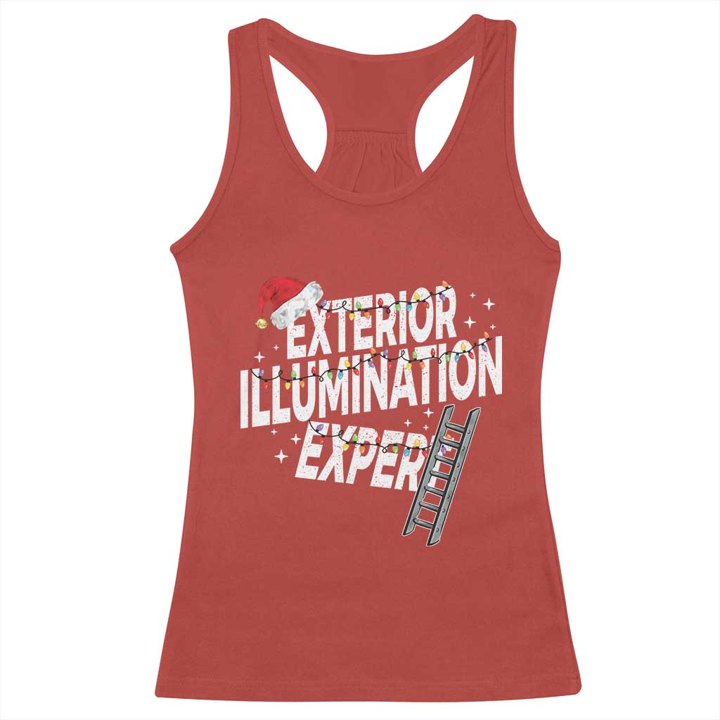 Funny Christmas Exterior Illumination Expert Racerback Tank Top Xmas Lights Decorator TS11 Red Print Your Wear