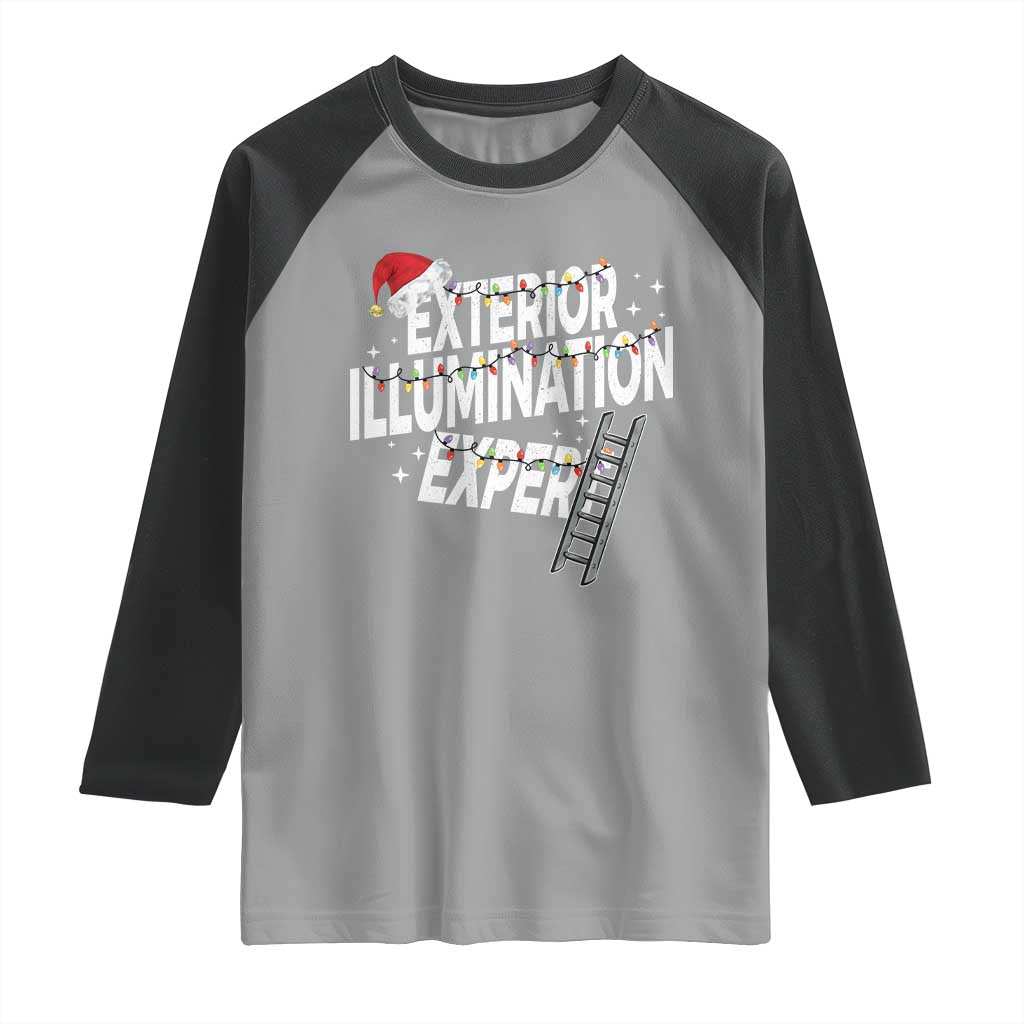 Funny Christmas Exterior Illumination Expert Raglan Shirt Xmas Lights Decorator TS11 Sport Gray Black Print Your Wear