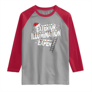 Funny Christmas Exterior Illumination Expert Raglan Shirt Xmas Lights Decorator TS11 Sport Gray Red Print Your Wear