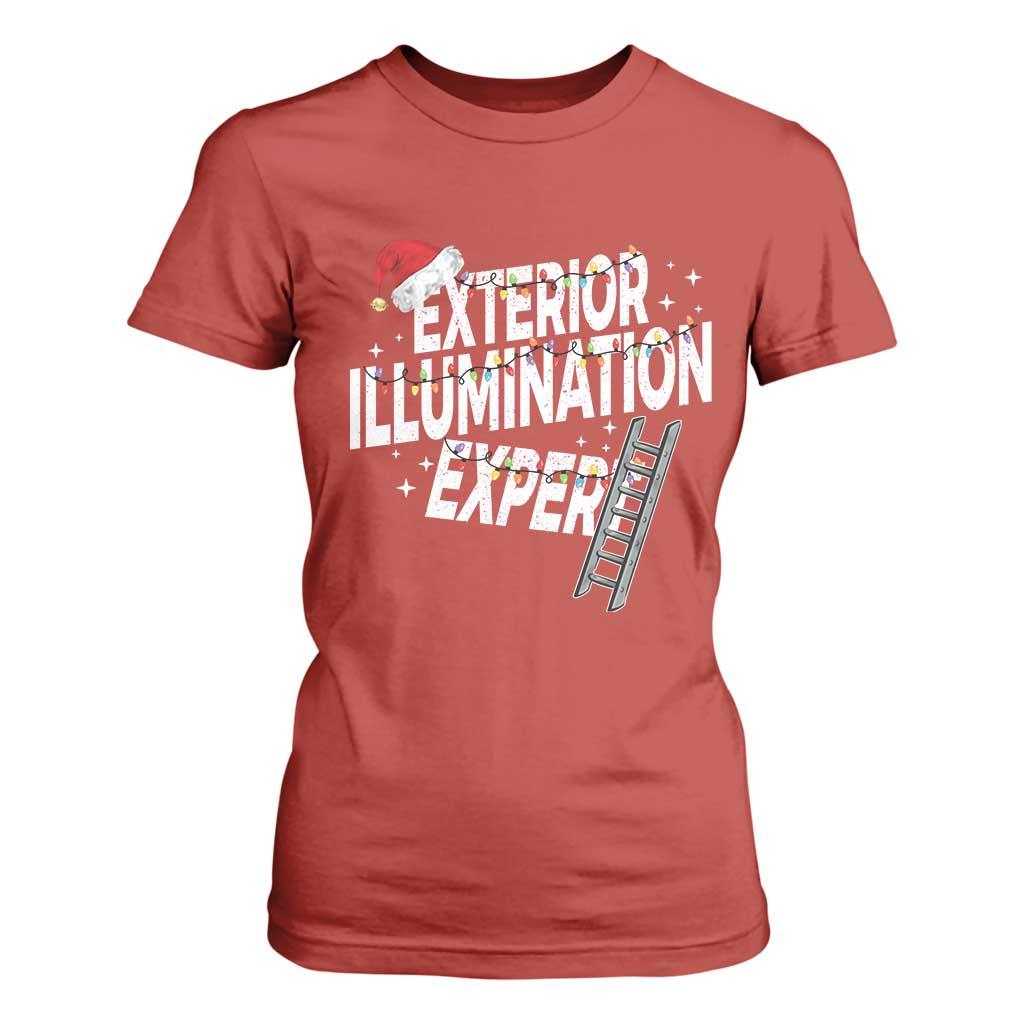 Funny Christmas Exterior Illumination Expert T Shirt For Women Xmas Lights Decorator TS11 Red Print Your Wear
